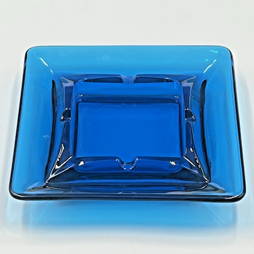Vtg Viking Glass Bluenique Deep Cobalt 6" Ashtray‎ Soap Trinket Jewelry Dish